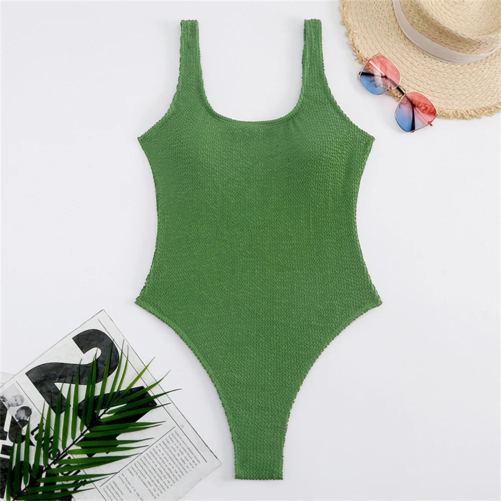 One Piece Suit Womens Push Up Sexy Solid Closed | Neon Swimwear