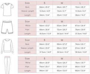 yoga suit size chart