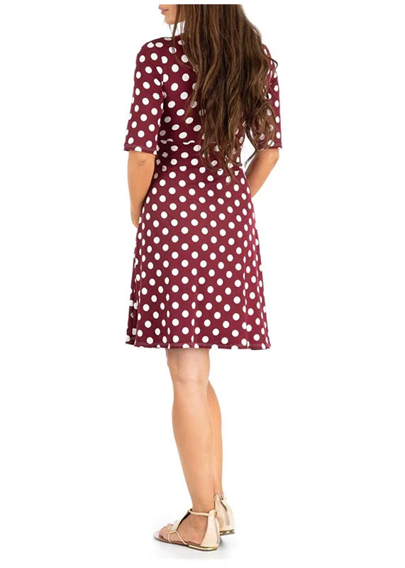 Maternity Dress Nursing Summer Polka Dot Short Sleeve