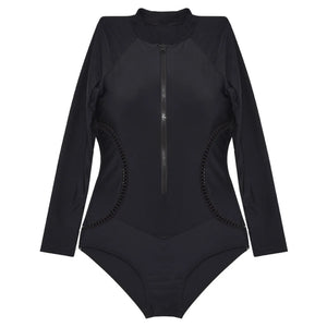 One Piece Sexy Bikini Swimsuit For Women Zipper Long Sleeve