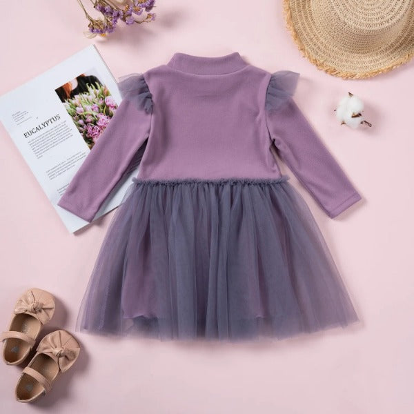 purple tutu dress for baby girls 0-5 years old back view