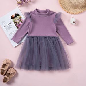 long sleeve tutu dress color purple front look