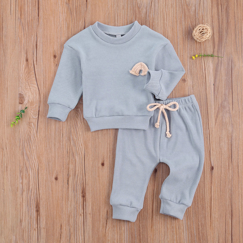 lioraitiin 0 24M Mewborn Baby Girls Boys Solid Color Clothes Set