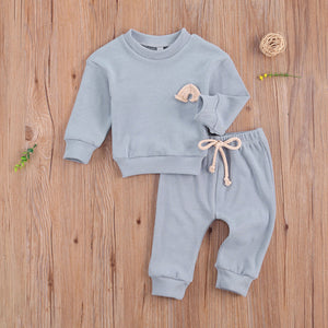 lioraitiin 0 24M Mewborn Baby Girls Boys Solid Color Clothes Set