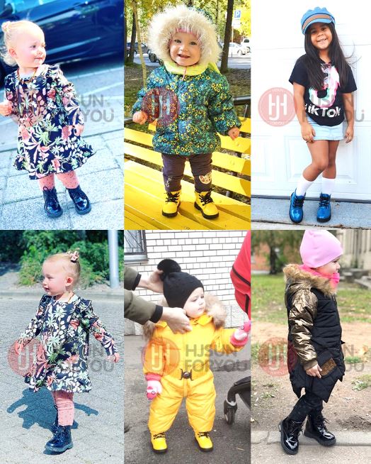 collage of 6 pictures showing toddler girls wearing our ankle boots