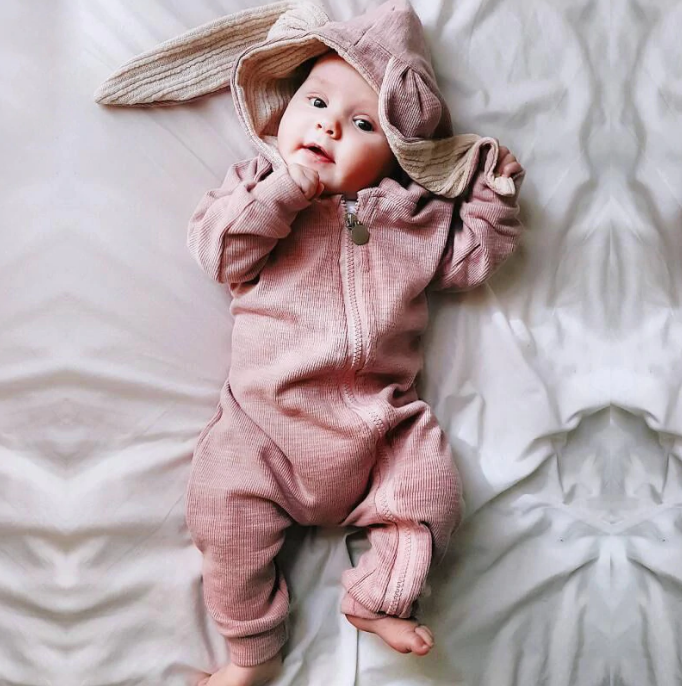 Hooded Baby Coveralls,  Baby Rompers, Baby Onesie, Baby Overall with Ears