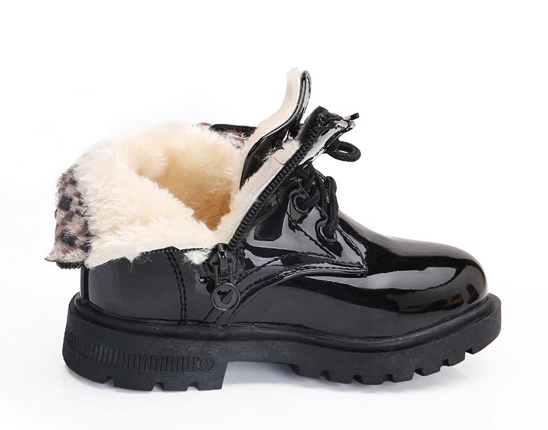 unzipped girls black boots with thick warm plush inside