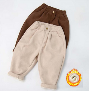 warm fleece lined velvet pants for kids