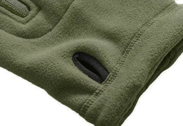 fleece jacket with thumb whole for additional warmth