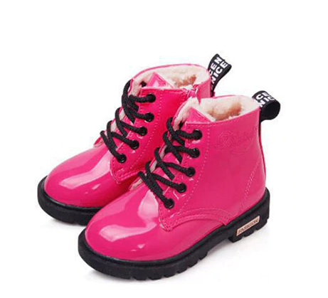 lace up ankle boots with fur inside for girls and little girls