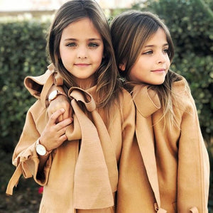 Girls Smart Coat with Cute Bowknot