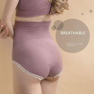 woman wearing breathable cotton Maternity Panties Over Bump back view