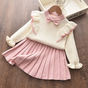 Warm Elegant Suit for Girls, Top and Skirt
