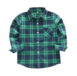 Long-Sleeve Plaid Flannel Children Shirts For 2-11 Years