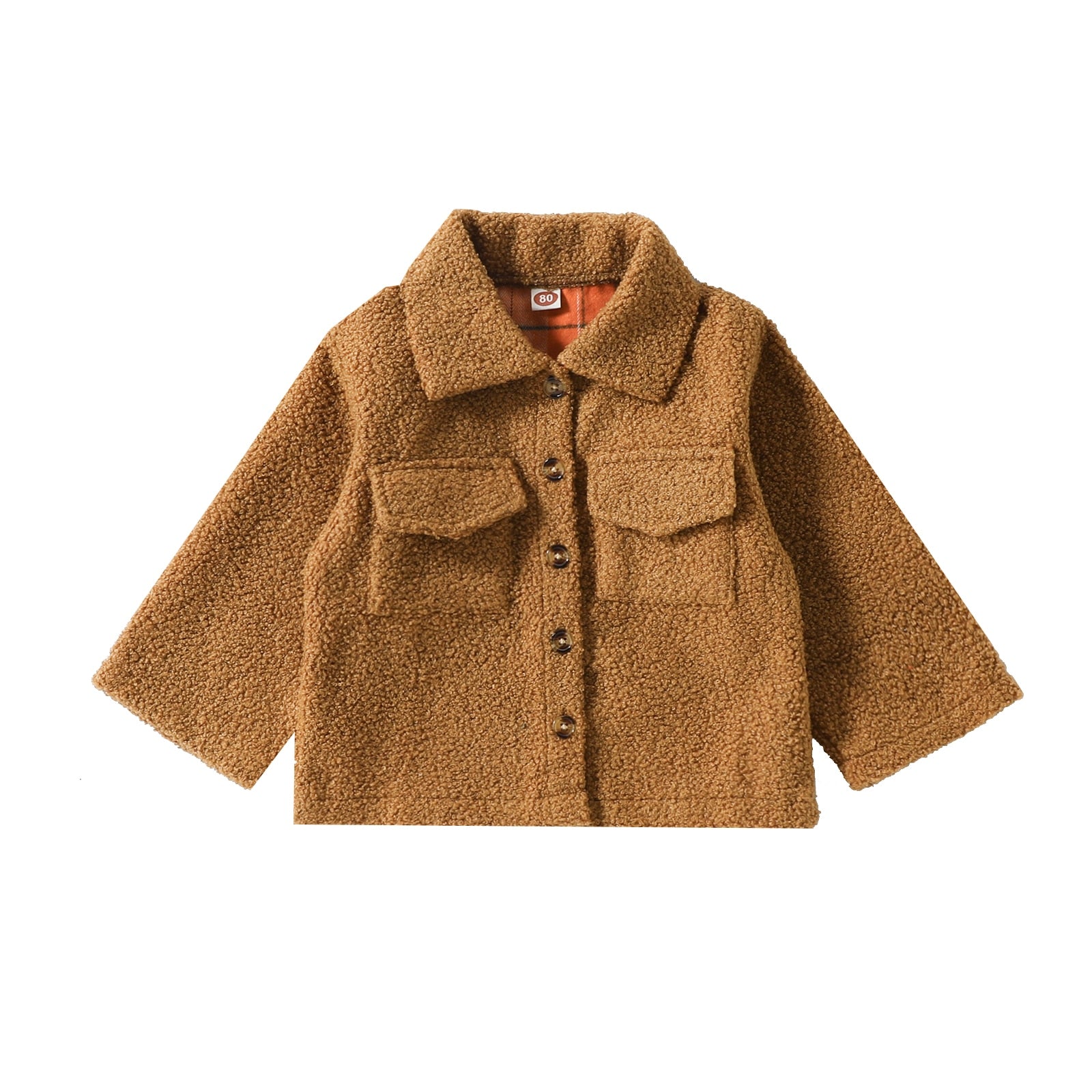 Lapel Jacket Baby Boy Girl | Plaid Double-Sided Coat