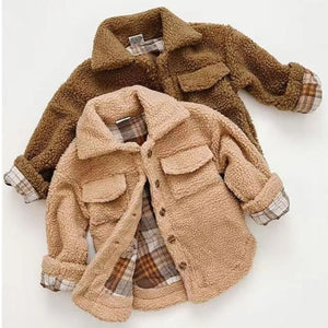 Lapel Jacket Baby Boy Girl | Plaid Double-Sided Coat