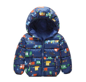 Navy Blue Winter Jacket For Girls Boys Hoodied
