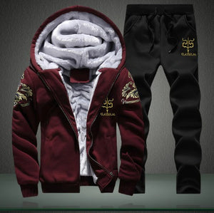 Winter Tracksuit Hooded Warm Sweatshirt Fleece Lined Jacket Pants Men And Teen Boys