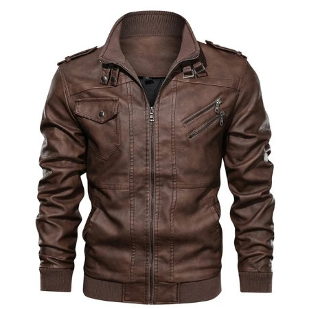 New Men's Casual Biker Jacket, Faux Leather & Suede, Removable Hood