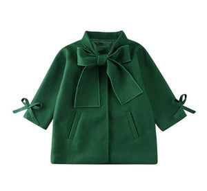 Girls Smart Coat with Cute Bowknot