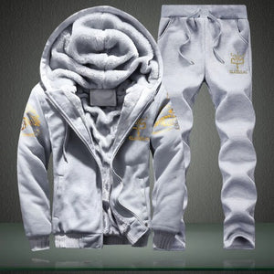 Winter Tracksuit Hooded Warm Sweatshirt Fleece Lined Jacket Pants Men And Teen Boys