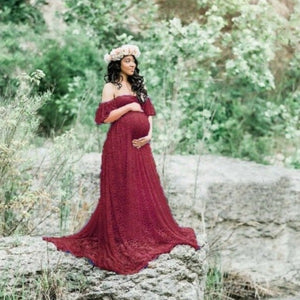 maternity foto shoot dress wine color