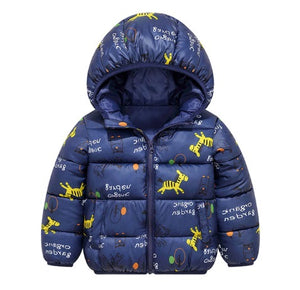 Navy Blue Winter Jacket For Girls Boys Hoodied