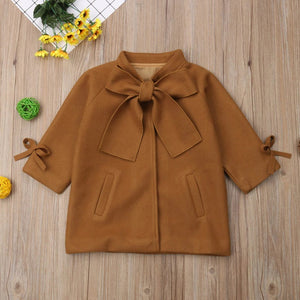 Girls Smart Coat with Cute Bowknot