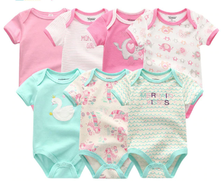 Short-Sleeve Baby Bodysuit, Buy 6 - Get 1 Free