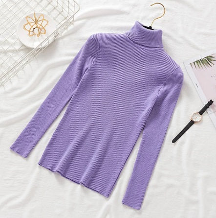 Luxe Warm Knitted Foldover Turtleneck Pullover Casual Jumper