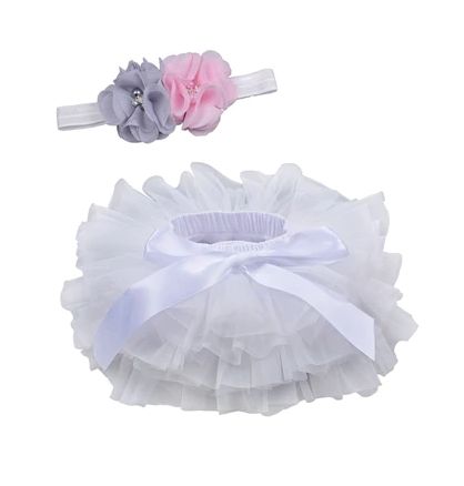 Baby Girls Diaper Cover Tulle Bloomers and Headband Set