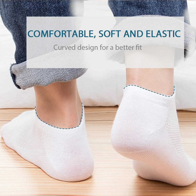 Breathable Solid Mesh Short Invisible Ankle Socks, US Size 6-9.5, 10 Pairs