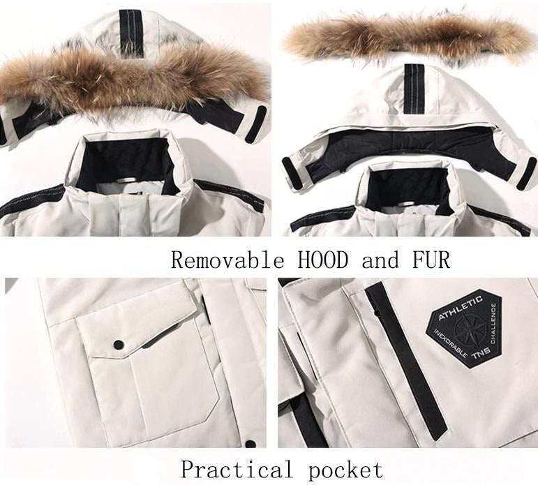 Extreme Warm Real Fur Collar Casual Waterproof Parka Down Jacket, -30'C / -22'F