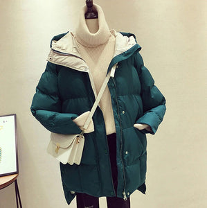 Long Hooded Cotton Padded Female Coat High Quality Warm Outwear Parka Oversize
