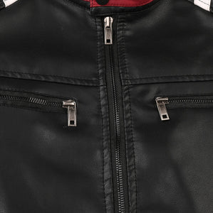Casual Stand Collar Slim Leather Motorcycle Jacket