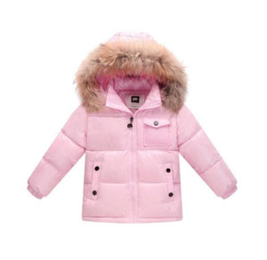 Girl's Winter Jacket color light pink front vew on white background