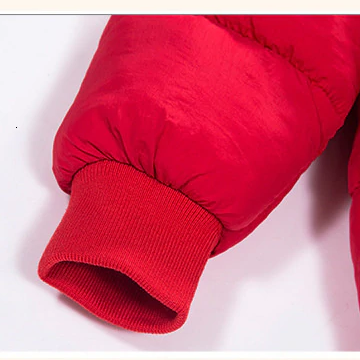 baby snowsuit red