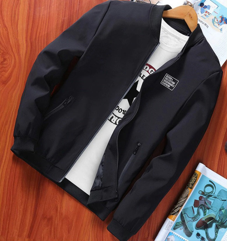 Bomber Zipper Jacket Casual Streetwear Hip Hop Slim Fit