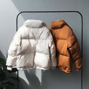 Autumn Winter Collection Solid Women Down Jacket Warm Thicken Stand Collar White Duck Down Parka Oversize