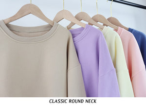 Casual Round Neck Long Sleeve Hoodies High Elastic Waist Ankle-Length Pants Tracksuit