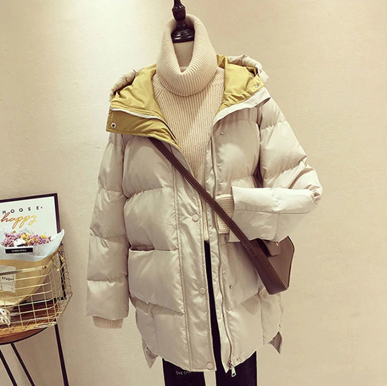 Long Hooded Cotton Padded Female Coat High Quality Warm Outwear Parka Oversize