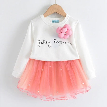 Suit for Girls, Long Sleeve, Top and Dress, 2 Pcs