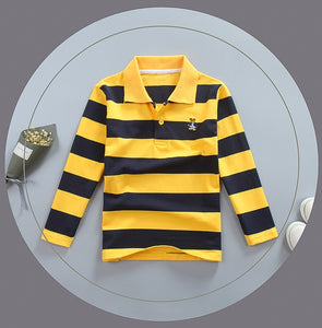 bous Collared Shirt With Long Sleeve with black and yellow stripes