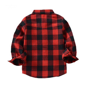 Long-Sleeve Plaid Flannel Children Shirts For 2-11 Years