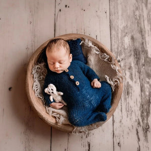 Premium Newborn Photography Mohair Baby Set, Footed Romper, Bonnet, Beanie, 3 Pcs Set