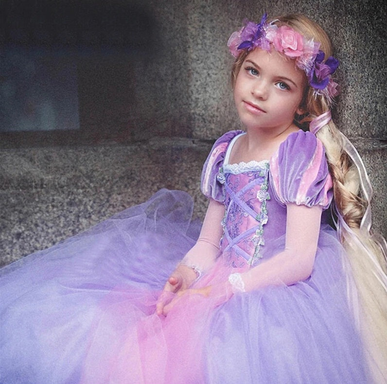 a cute 8 year old blond girl wearing her Tulle Dress | Girls Party Dress