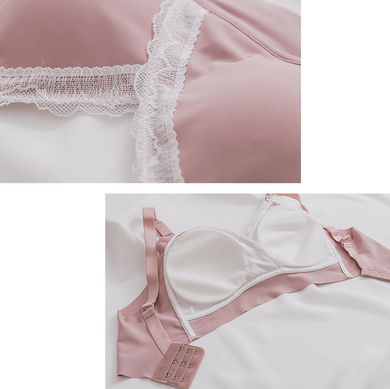 cotton nursing bra detailed look - neat lace decor and inside part with no seams and no wire