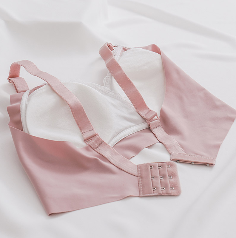 inside look of cotton nursing bras with removable pads and adjustable straps