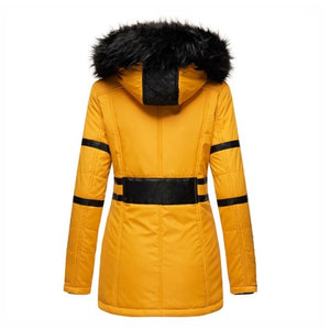 Long Patchwork Casual Fur Hooded Jackets Warm Parka