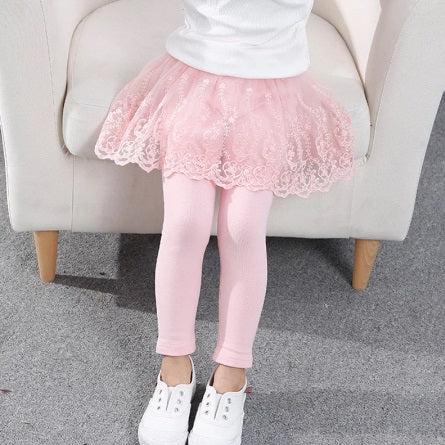 Cotton Baby Girls Leggings Lace Princess Skirt-pants, 2-7Y
